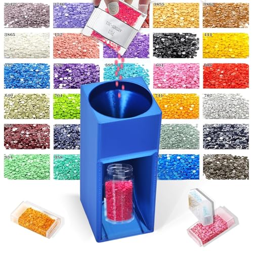 Image of Diamond Painting Organizer,Diamond Painting Drill Funnel for Round Containers,Portable Diamond Art Funnel for Easy Transfer, Diamond Painting Accessories (Silk Jewel Blue)