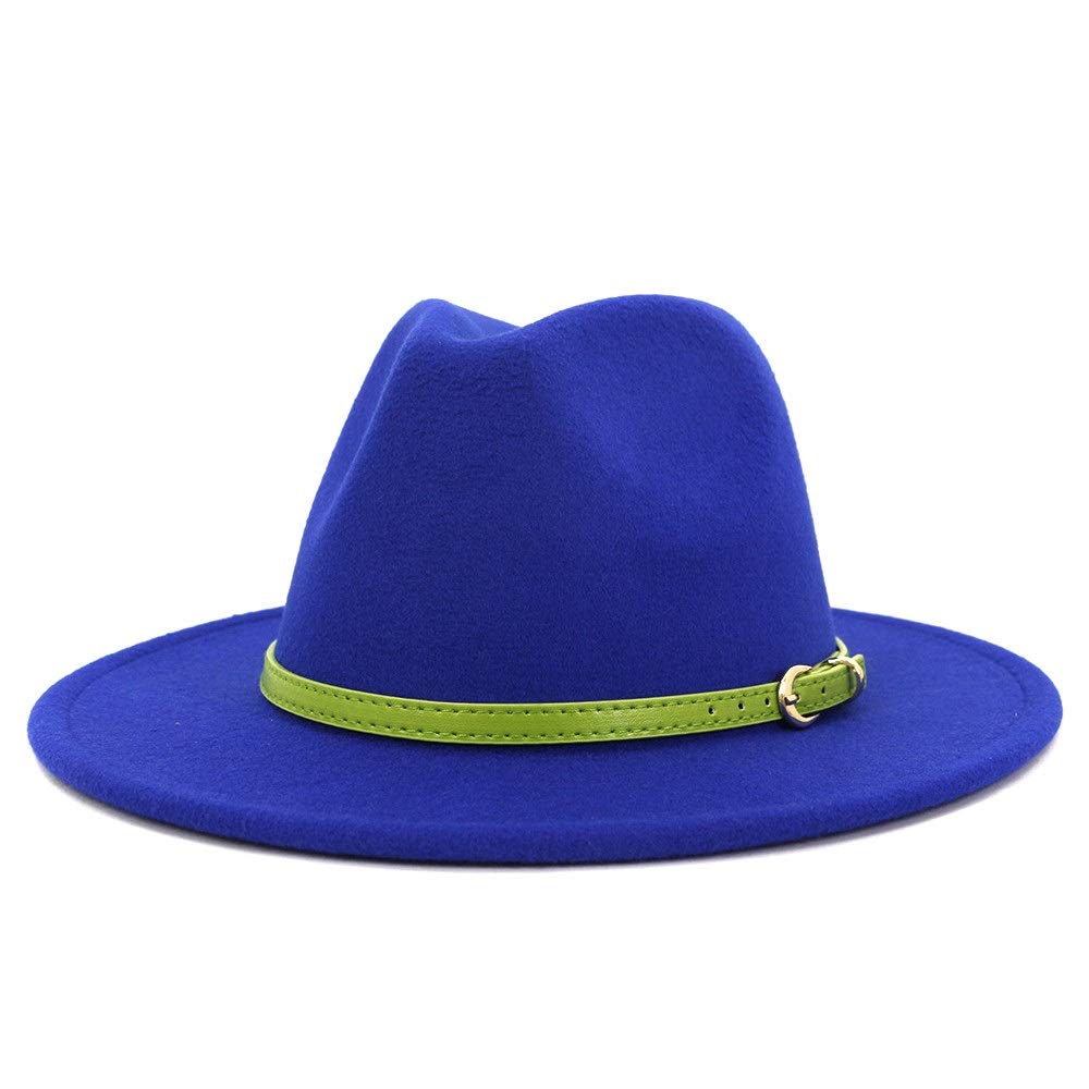 LLPBUA-CZAPKA Nowa Wiosna Lato Jesień Zima Elegancki Kapelusz Fedora Płaski Top Szeroki Rondo Fedora Bawełniany Damski Filcowy Turban Kapelusz Pas Młodzieżowy (Kolor: Magenta, Rozmiar: 59-60cm)