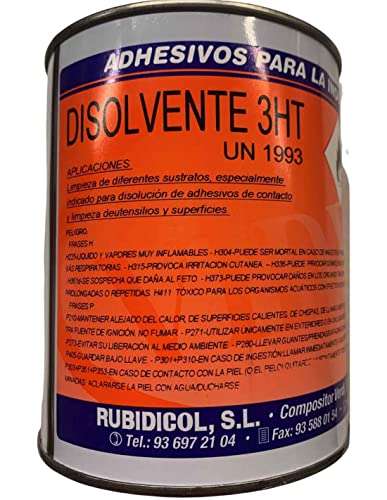 Disolvente 3HT para la limpieza de superficies o diluyente de colas de contacto. Contiene 1 litro.