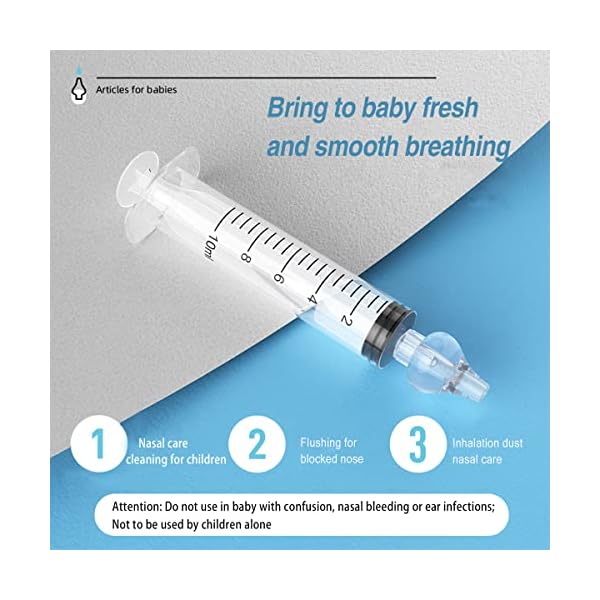 KIHONI 4 Stück Nasendusche Baby, Wiederverwendbare Tragbares Nasenspülung Nasensauger,10ml Silikon Baby Kinder Nasensauger für Säuglinge, Schnelles Spülen, Natürliche Entlastung – Bild 6