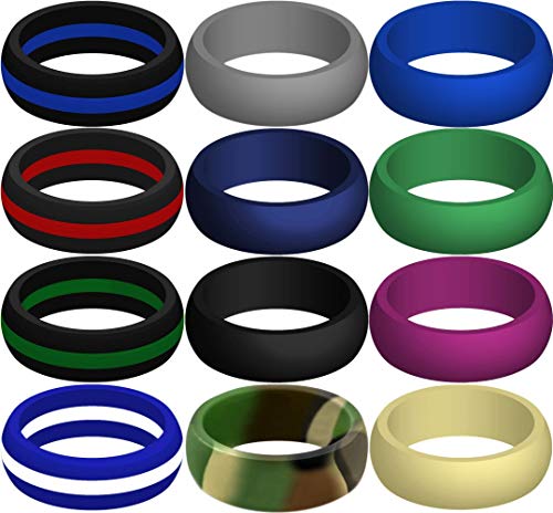 SayitBands Six of Thin Blue Line Silicone Ring Size 9