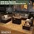 Aoxun 8 Piece Patio Furniture Set with 44” Fire Pit Table, Wicker Rattan Patio Sectional Sofa, Outdoor Furniture Set with Thickened Cushion, Grey