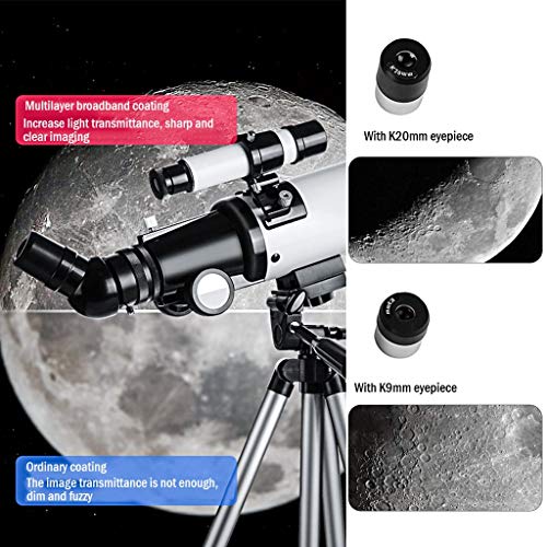 Telescopio portátil YXCKG refractor 70mm con trípode y visor miniatura 5