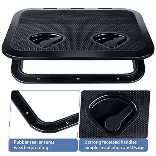 Smartmarine Marine Deck Access Hatch 17.3“×12.4 Black Rectangle Boat Hatch & Lid,Boat Deck Hatch Lids #TOP2