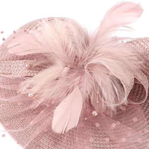 Image of DRESHOW Women Fascinator Hats Tea Party Hat Vintage Pillbox Hat Headband for Cocktail