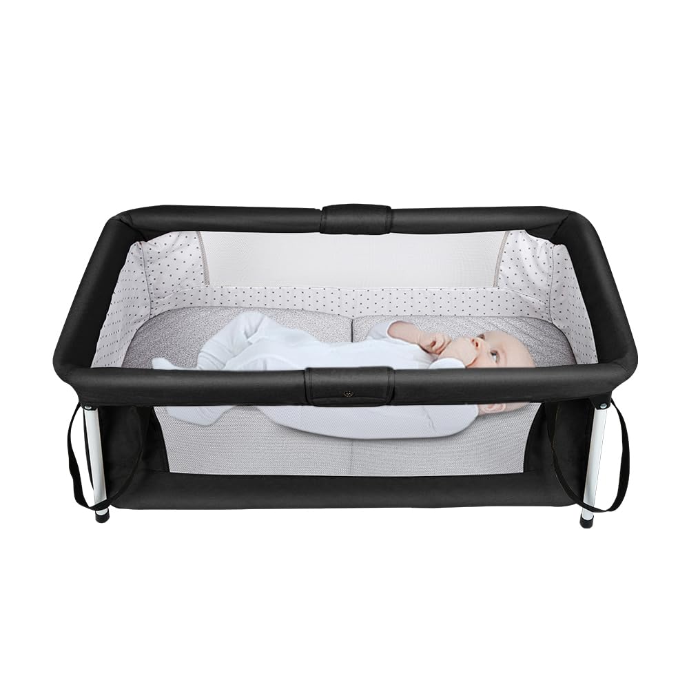 Supfine Lit de Voyage Bébé Pliable Lit Parapluie 90 x 50 x 35 cm | Structure modulaire, Moustiquaire incluse, Poignées de transport, Mailles respirantes, Pour nouveau-nés