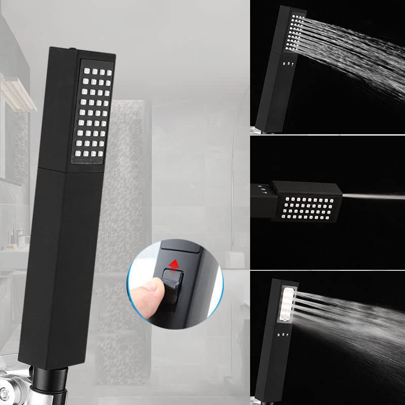 Pommeau de douche carré anti-gaspillage d'eau 3 jets réglables noir mat - 3