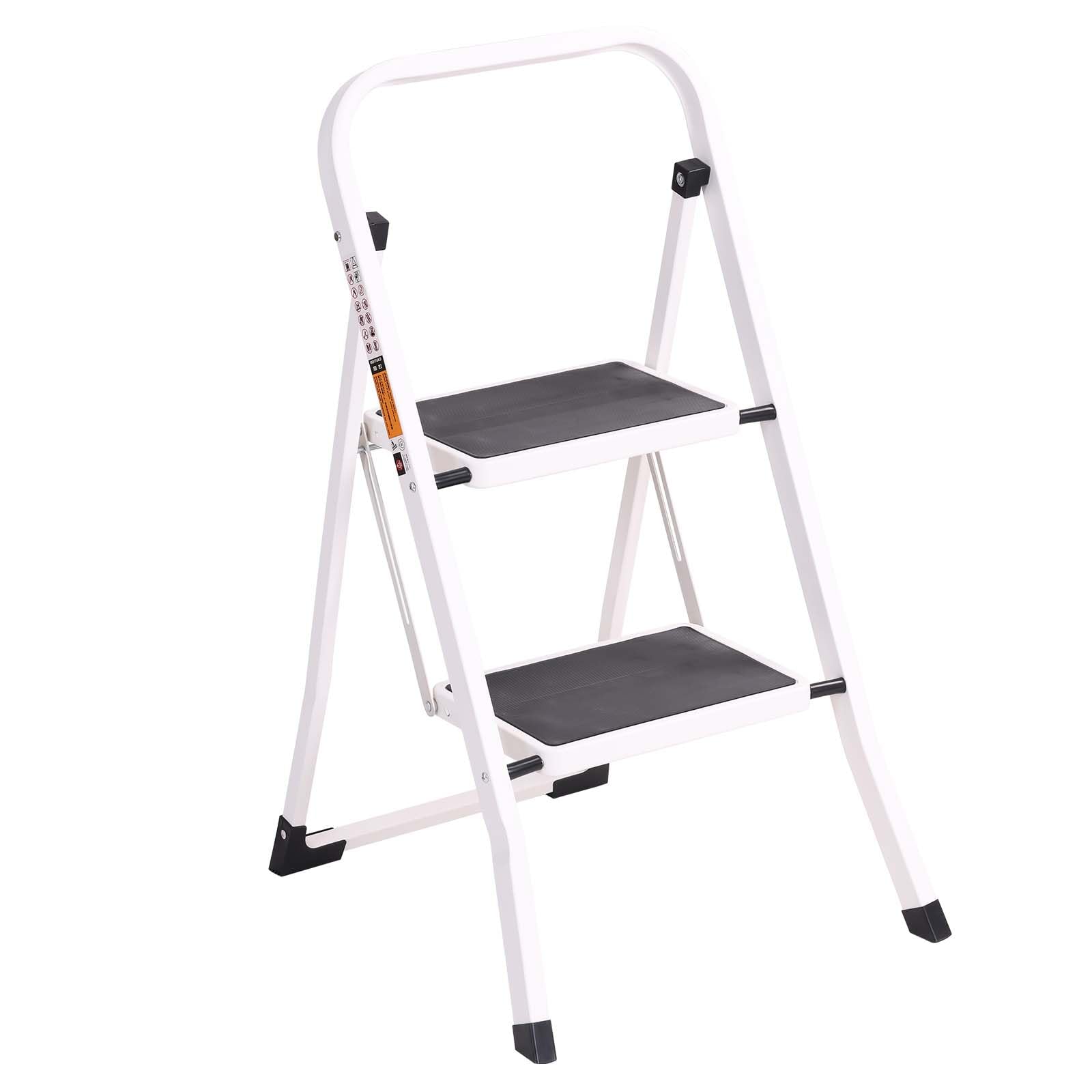 RIKADE 2 Step Ladder, Lightweight Folding Step Stool for Adults,330 lbs Capacity with Anti-Slip Pedal Sturdy Portable Ladder with Handrails, Step Stool for Kitchen & Household