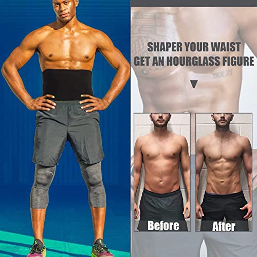 Bodysuner Waist Trainer Trimmer Sweat Belt Band For Men Lower Belly Fat Sauna Slimming Belt Suit Workout (Deep Blue, L/Xl) #TOP1