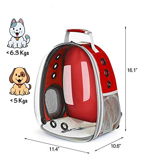 Image of 24x7 eMall Pet Backpack Carrier Transparent Capsule Red for Cats Small Dogs