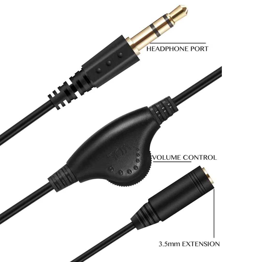 Watris Veiyi 3,5 Mm Kopfhörerkabel – Mit Lautstärkeregler, Plug & Play, Sauerstofffreies Kupfer