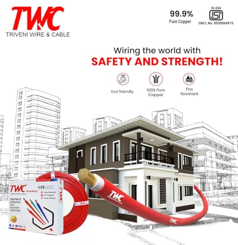 Image of TWC Advance Yellow 1 SQMM 90 METER | Copper Wire | HRFR (Heat Resistant Flame Retardant) Lead-Free Cable | Low Smoke Halogen-Free Wire for Home & Industrial Electrical Wiring
