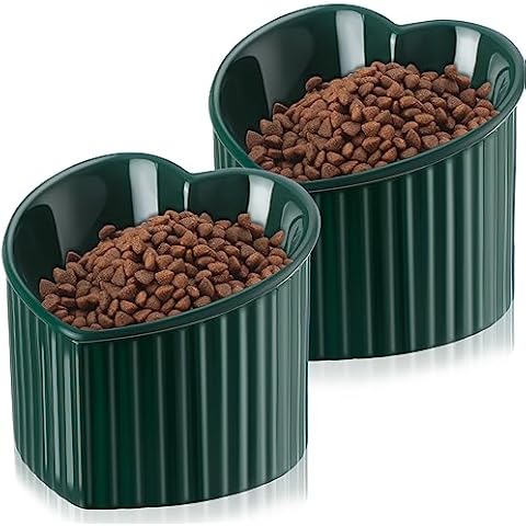 Mumufy Heart Shaped Elevated Cat Bowls Cover