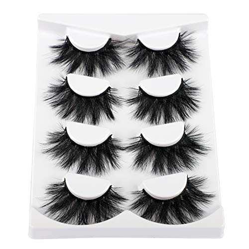 Newcally 20MM False Eyelashes 5D Premium Faux Mink Dramatic False Lashes 4 Pairs