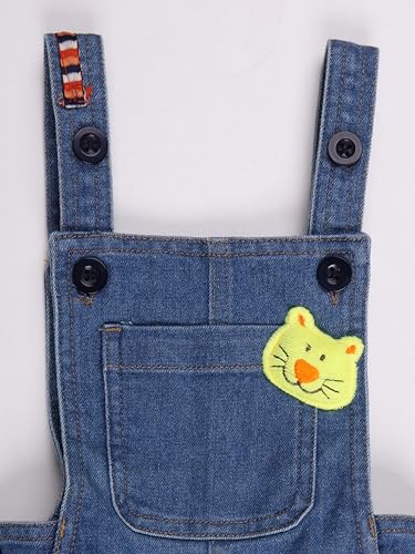 Image of KiddoPanti Unisex Infant Denim Dungaree | Cotton Blend Stretch | Baby Jumpsuit Witth Pockets | Comfortable Casual Outfit for Boys & Girls 6 Months-3 Years
