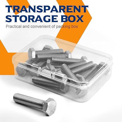 Image of M8-1.25 x 30mm Hex Head Screw Bolt, 18-8 (304) Stainless Steel, Fully Threaded, Plain Finish, Quantity 15