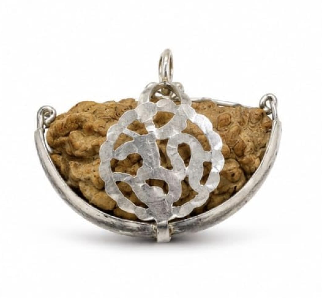1 Mukhi Rudraksha Half Moon Silver Plated Pendant | Natural Sacred Rudraksha Bead | Spiritual Meditation & Daily Wear | Unisex Religious Pendant-image-18