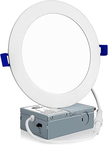 Meconard 1 paquete de luces LED empotrables ultrafinas de 6 pulgadas, 3000 K4000 K5000 K seleccionable, regulable 12 W  110 W, 1050 LM, luces