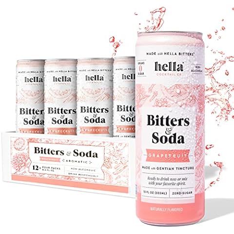 Hella Cocktail Co. Bitters & Soda Grapefruit - 12oz Cans, 12 Pack I Aromatic, Botanical and Herbal Non-Alcoholic Drinks, Sugar-Free, Ready-to-Drink Mocktails Cover