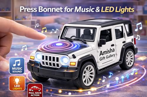 Image of Thar Roxx Metal Light and Sound Toys Cars Diecast Toy Car for Kids 1:36 Scale Model Metal Pull Back Sports Car Boys
