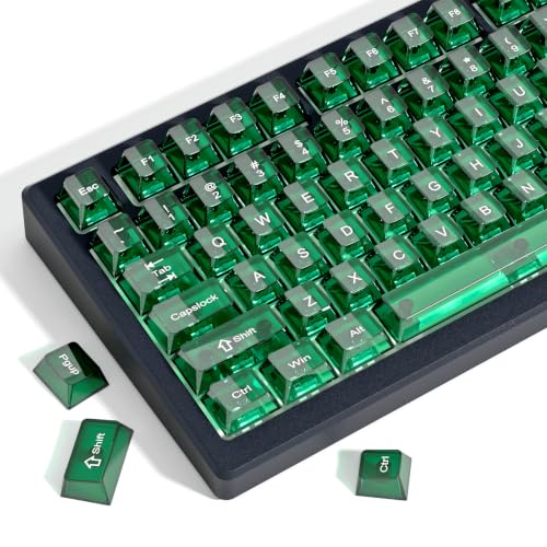 Image of dagaladoo Dark Green Clear Keyboard keycaps,Transparent keycaps 60 75 100 Percent,Crystal Jelly Key Cap Set,Shine Through Key caps.,Cherry Profile Key caps for Mx Switches Mechanical Keyboard