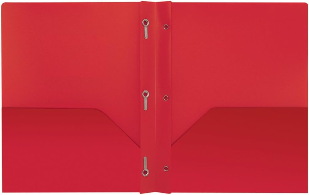 Better Office Products Poly 2 Pocket Folders with Prongs, Heavyweight, 6 Pieces, Assorted Primary Colors, Letter Size