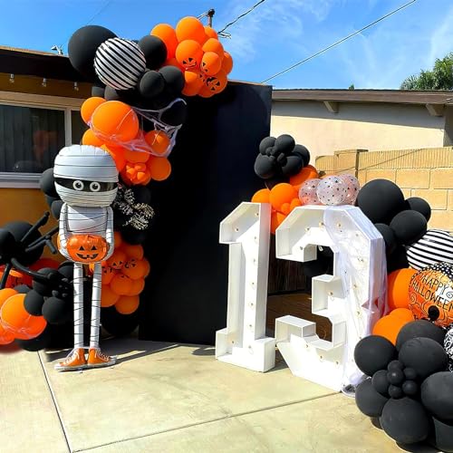 Image of Rozi Decoration Black and Orange Balloons Garland Decorations Items for Halloween Party Decor, Wedding, Baby Shower, Birthday Balloons Decoration Items Pack of 62 Pcs