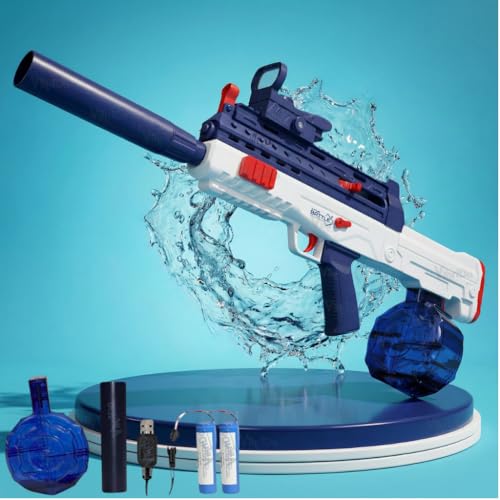 Image of VikriDA Electric Water Gun with Free Extra Rechargeable Battery 434CC Tank Automatic Water Blaster with Long Shooting Range Beach, Pool & Outdoor Summer Toy for Kids & Adults
