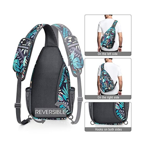 G4Free Sling Bag RFID Blocking Sling Backpack Crossbody Chest Bag Daypack for Hiking Travel(Maple Leaf Blue) - Image 6