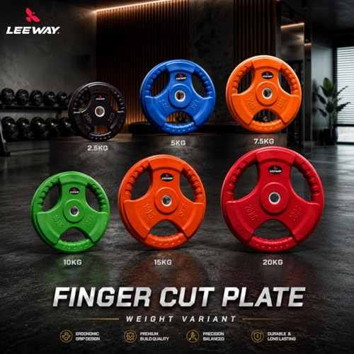 Image of LEEWAY Color Rubber Weight Plates (2.5kg x 2) | 31mm Dia | Rubber Coated Metal Integrated Weights For Barbell Rod | Standard Rod Compatible Dumbbell Spare Gym Weight Plates for Home Gym Equipment Workout (2.5kg Pair (2.5X2))
