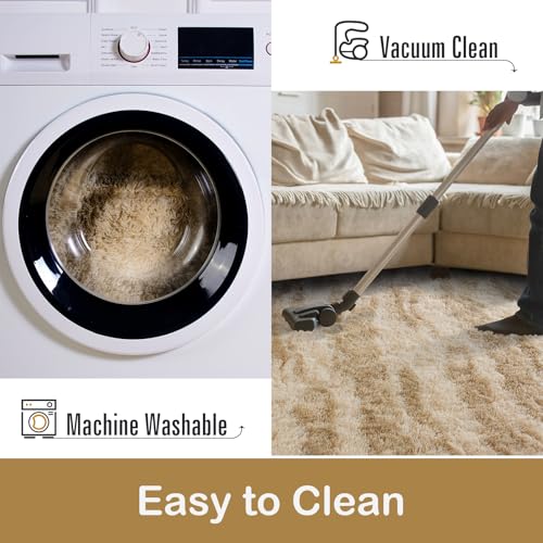 HOMORE 5x8 Area Rug for Living Room, Tie-dye Beige Fluffy Furry Shaggy Rugs for Bedroom, Super Soft and Comfy Carpet for Kids Room, Cute Carpets for Nursery Boys Girls Home Decor