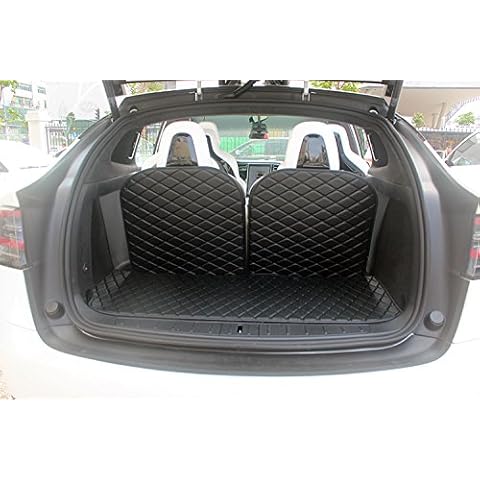 Worth-Mats Trunk Liner+Backrest Mat Replacement for Tesla Model X 6 Seater 7 Seater 2016-2021(2022-Current DO NOT FIT) All Weather Cargo Liner Rear Floor Trunk Mat Tray Custom fit (Black) Cover