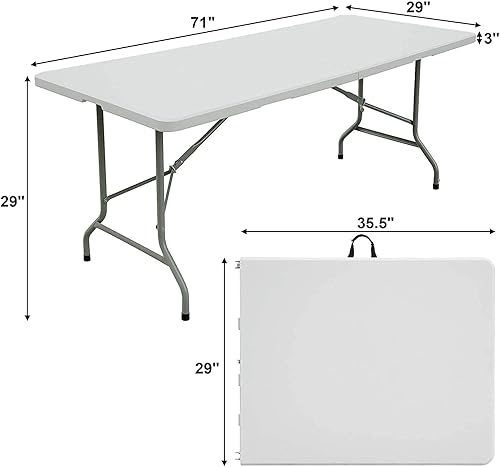 Miniatura 7 de Amazing for Less Mesa plegable de dos pliegues, mesas portátiles de plástico para interiores y exteriores, pícnic, fiestas, comedor y campamento (4