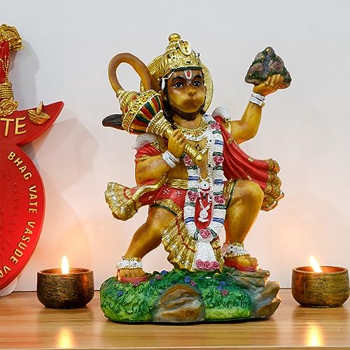 Estatua de Hanuman Volador Hindu 9.2 in Decoración Espiritual