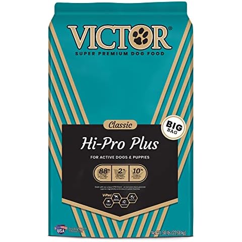 VICTOR Super Premium Dog Food – Hi-Pro Plus Dry Dog Food – 30% Protein, Gluten Free - for High Energy and Active Dogs & Puppies, 50lbs Cover
