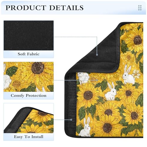 Image of 2 Pack Seatbelt Covers Seat Belt Cover Pad for Adults Boys Girls Car Seat Strap Covers Pads Cushion Universal Shoulder Strap Pad Protector for Backpack 6.5 Inch Autumn Sunflower and Rabbit