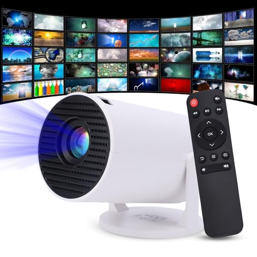Garsent Mini Proyector con WiF, Compatible con Proyector Portátil 4K 1080P, 50 Lúmenes ANSI, Giratorio 240°, Corrección Trapezoidal Automática, Proyector de Vídeo con Pantalla de 15