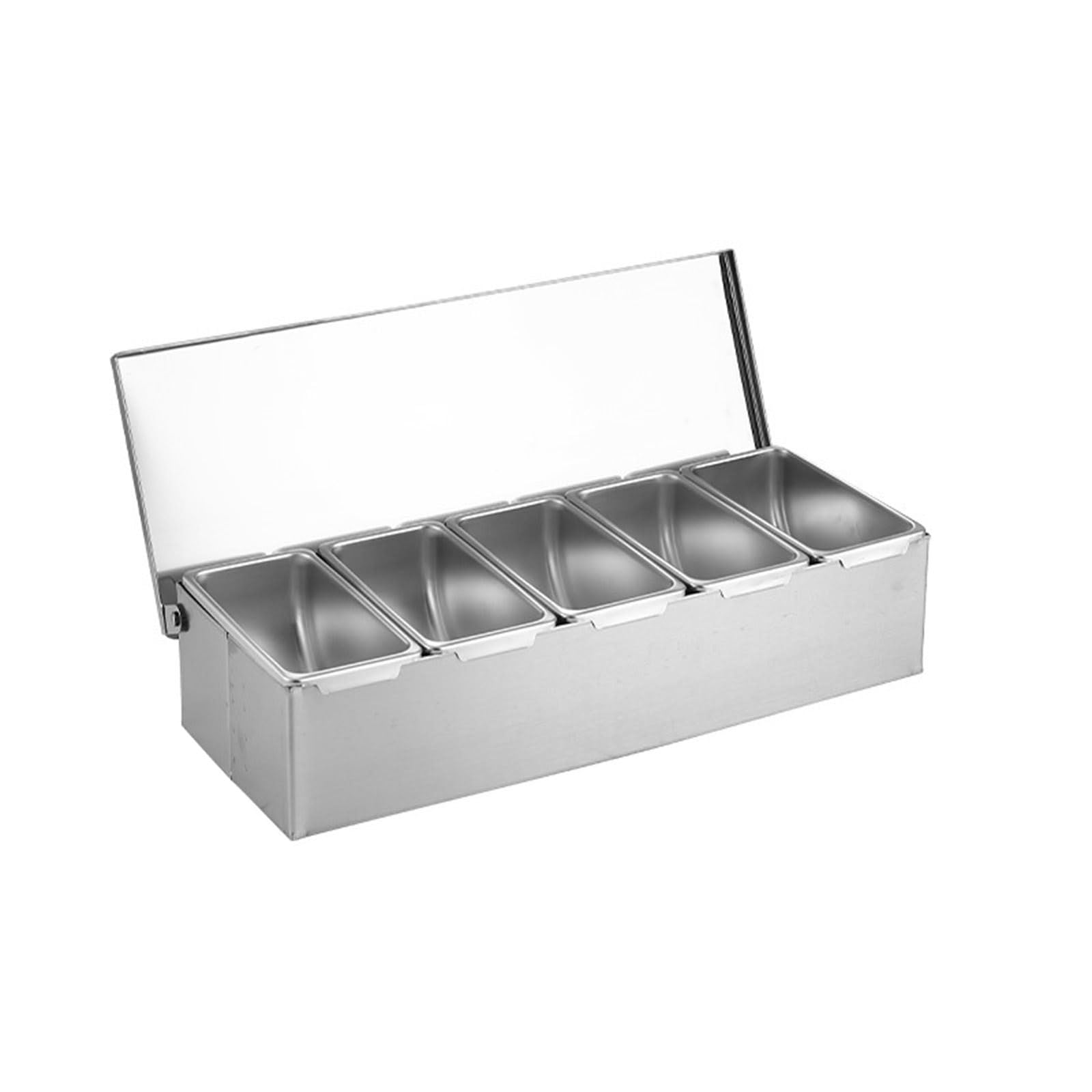 HGENAHGTF Multiple Section Seasonings Storage Box with Nonslip Bottom Practical Nonrust Steel Kitchen Accessory for Family Use Nonslip Seasonings Storage Container