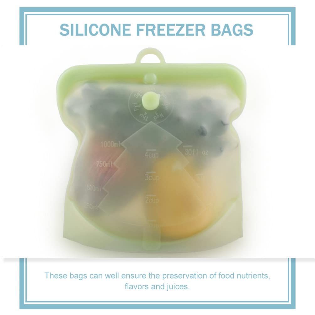 Alipis Sacchetti Per Congelatore Per Alimenti Riutilizzabili in Silicone Per Frutta E Verdura Sacchetti Salvafreschezza Casuali