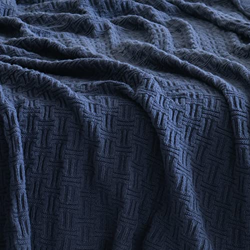 Scisci Cable Knit Throw Blankets，Super Soft Warm Double Sided Lightweight Blanket For Bed Sofa ，Blanket 60 X 80 Inch，Machine Washable Throw Blankets，Navy Blue #TOP2