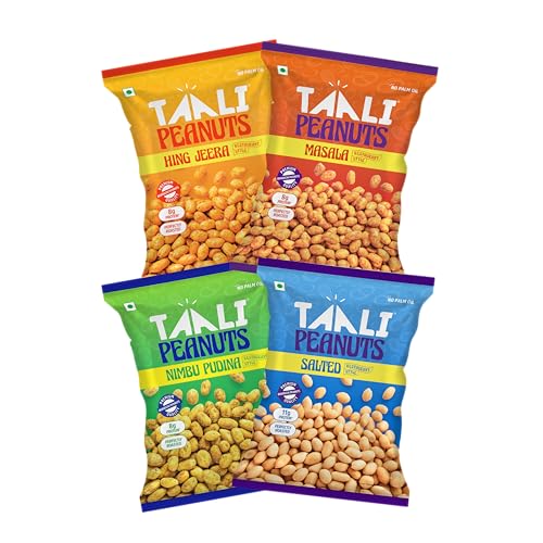 Taali Roasted Peanuts | Try All Flavors | Crunchy Healthy Snacks | No Trans Fat, Gluten free, Roasted Not Fried (Pack of 4 x 140/150 gms)(weight may vary)