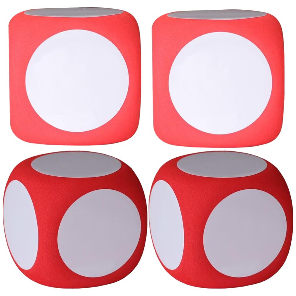 Tofficu 4pcs 6cm Red Foam Blank Dice, Writable and Erasable Diy Classroom Teaching Tools - Image 4