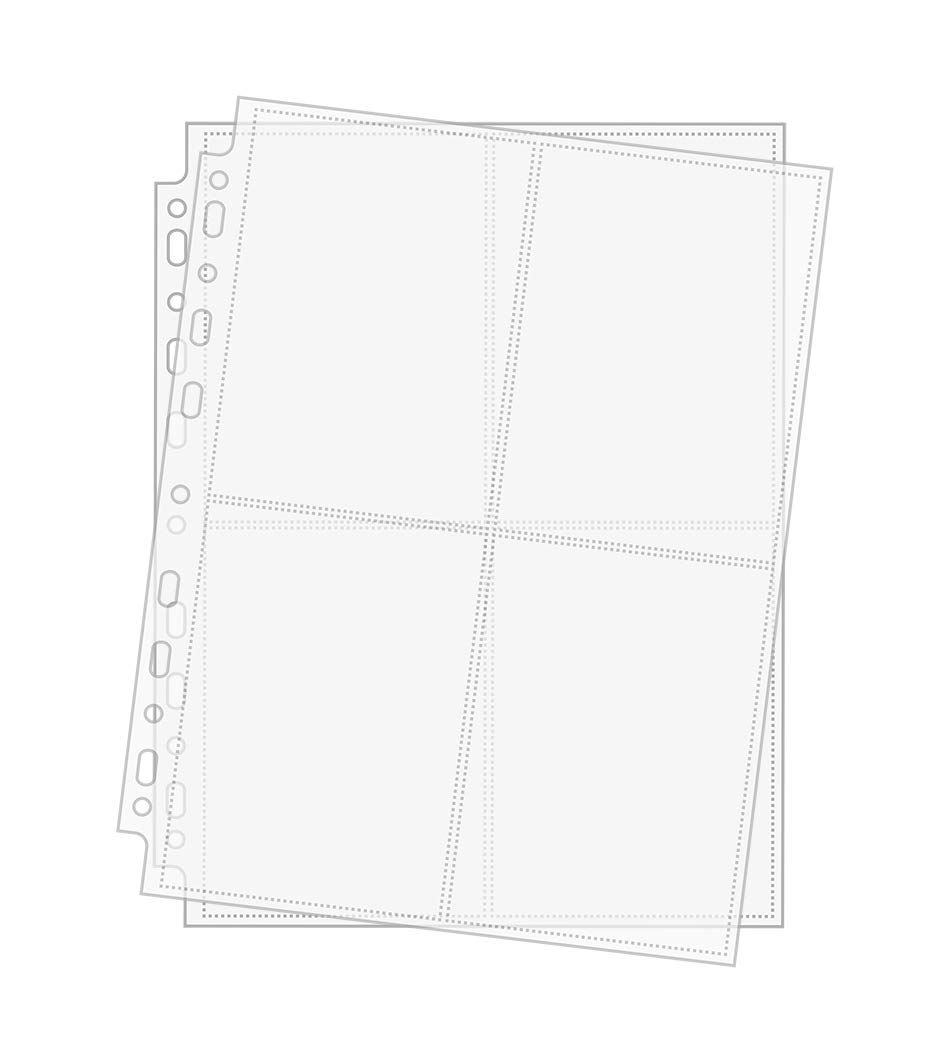 Arkero-G 50 Pages 4-Pocket Photo Pages - A4 Photo Sleeves & Postcard Sleeves 4 x A6 High for Scrapbooking Album e.g. Crafts School Office Storage