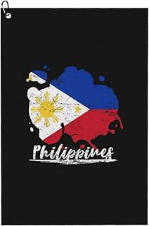 Cute Philippines Flag Golf Towels Women Men Filipino Sports Towel Cleaning Towels for Golf Bags with Clip