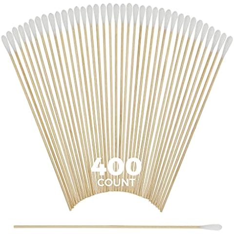 400 pcs Long Cotton Swabs Tip Applicators with Wood Handle 6” Inch| 100% Biodegradable Cotton Buds |Cleaning with Wood Handle for Oil, Makeup, Eyes, Ears, Eyeshadow Brush and Remover Tool. By alpree Cover