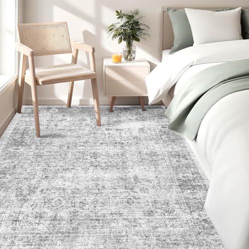 Tapete decorativo gris 4x6 lavado lavable antideslizante miniatura 3