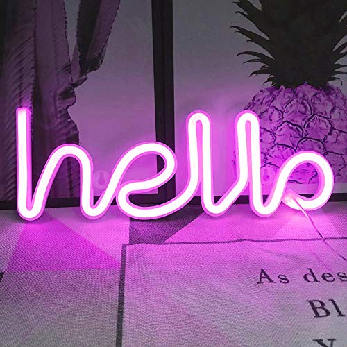 Hello Neon Light Signs Led Neon Word Sign Neon Letters Light Art Decorative Lights Wall Decor For Children Baby Room Hose Bar Recreational Wedding Party Decoration (Pink Hello) #TOP5
