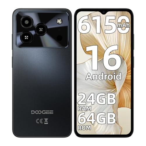 DOOGEE Note 56(2025) Android 16 Telefonos Moviles Libres - 64GB+2TB Telefono Movil, Batería 6150mAh Smartphone, 6.56' HD+ 90Hz Moviles, 24GB RAM Telefonos, 4G Dual SIM/8.45mm/Face ID/GPS/3.5mm Jack