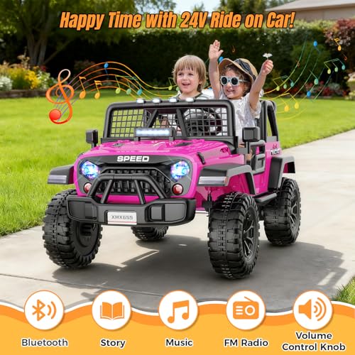 Hikole 24V 2 Seater Ride On Car for Big Kids, 24V Power Wheels with Remote Control, 20