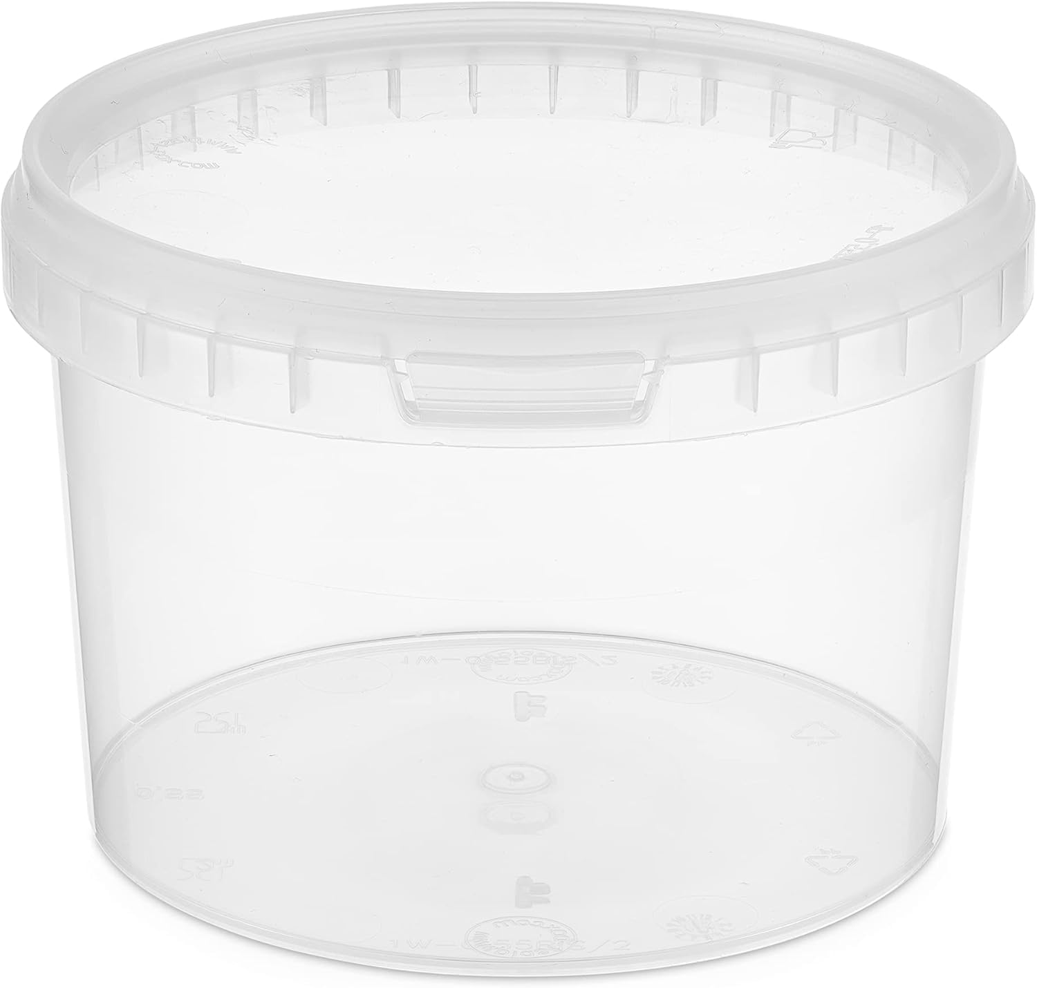 Generico Secchio c/coperchio 4 Formati, trasparente, idoneo al contatto alimenti, ermetico - a prova di perdite - contenitore di plastica - vuoto (1000 ml 25 Pezzi Tondo)